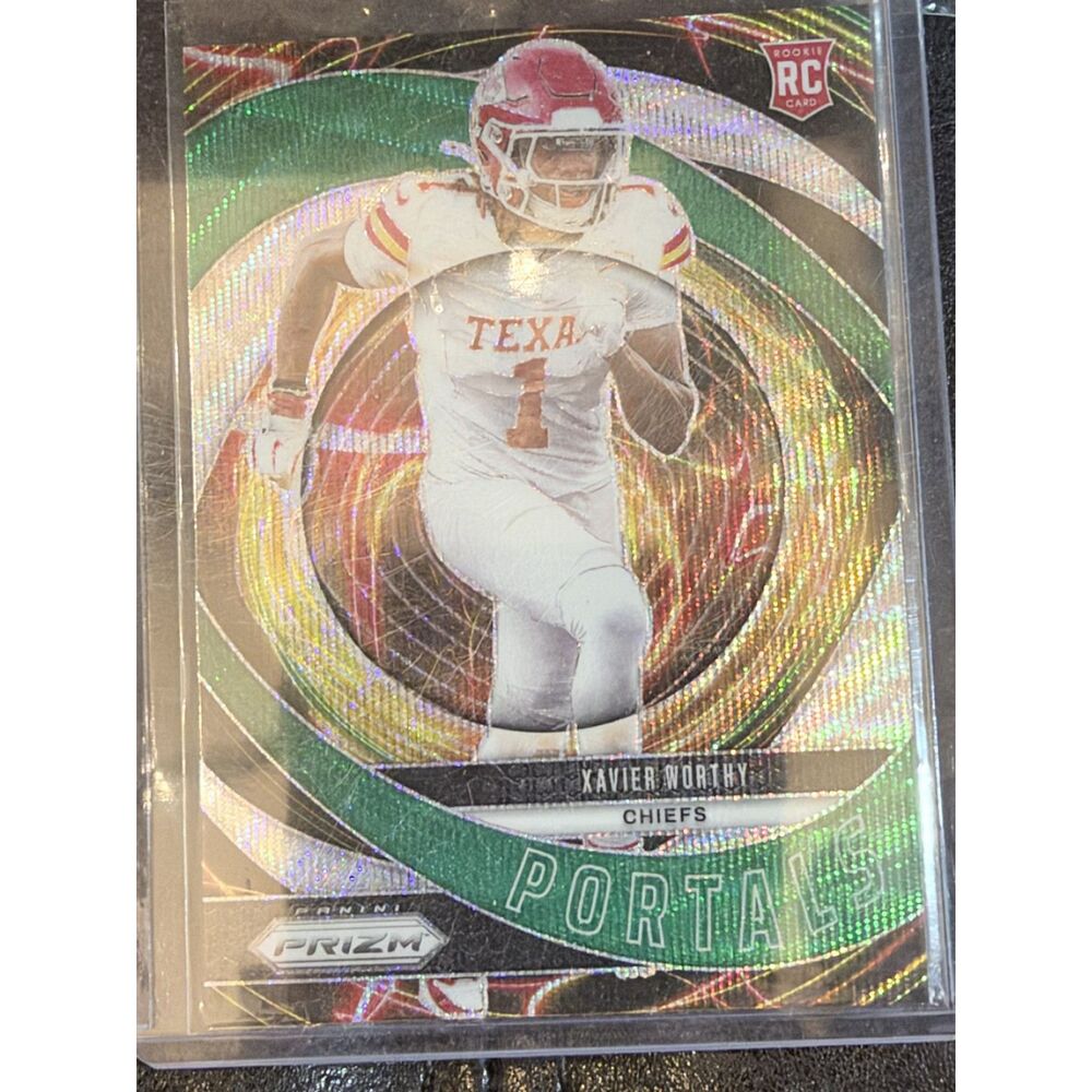2024 Panini Prizm Portals Xavier Worthy RC Green Wave Prizm #10 Chiefs